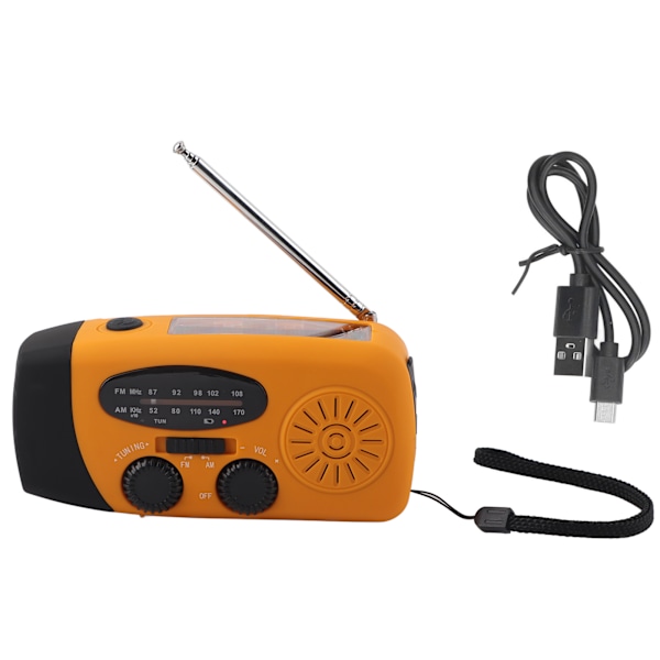 Handvev Solar Radio Multifunktionell Emergency Radio LED Radio med ficklampa för Outdoor CampingOrange Europe