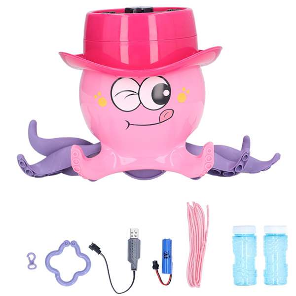 Bubble Machine Rechargeable Creativity Octopus Shape Automatic Bubble Blower for 3+ Years (Pink)