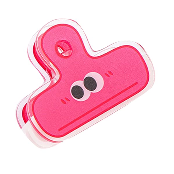 Paper Clip Plastic Cute Cartoon Double-sided Multifunctional Long Tail Document Clips for Office Supplies Binder Paper Red Expression