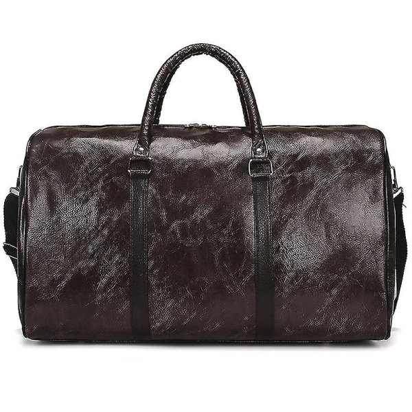 Men's Pu Leather Travel Handbag Weekend Bag Bagasje Holdall Coffee