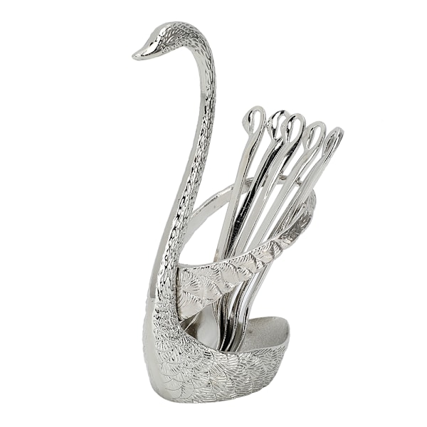Elegantti kahvi jälkiruoka hedelmälusikka aterinsetti Swan-höyhenenpidikkeellä Koristelu Kotitaloushopea