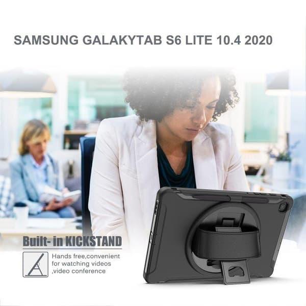 Etui med roterbart stativ til Kompatibel med Samsung Galaxy Tab S6 Lite Sort