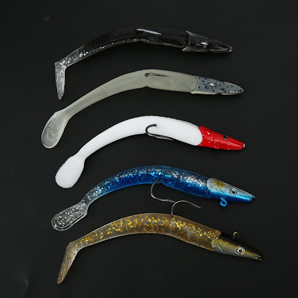 Heads Krok Mjuk Simulering Lockbete Set Fisketillbehör Fem färger 12,5cm