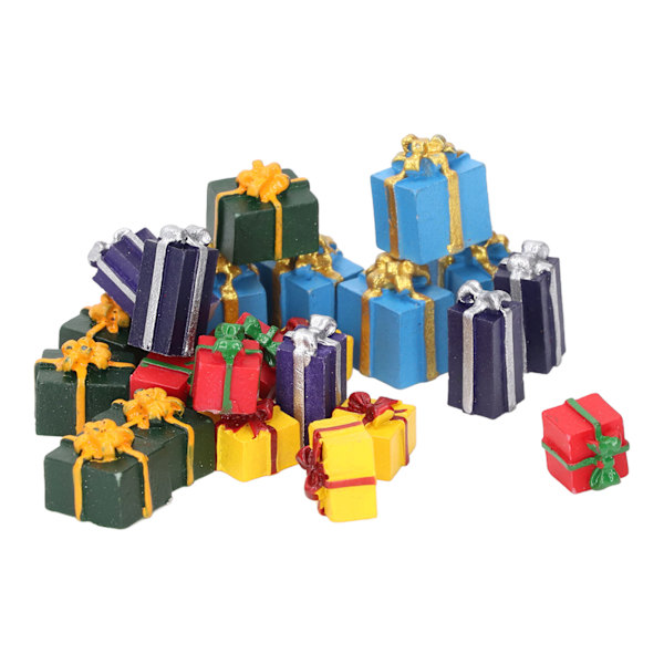 25 st Dockhus julklappslådor Harts 5 färger Pedagogiska mini juldekorationer för 1:12 dockskåp