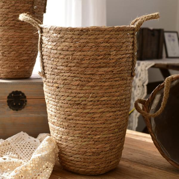 Olkiviivatut korit Vas Ornament Olohuone Kukkakimput Kuivatut kukat Punotut kukkaruukut