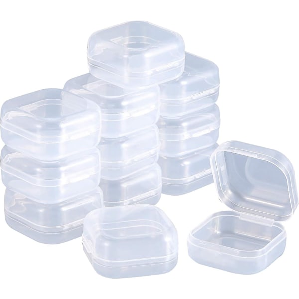 50-pack klara plastpärlor Förvaringsbehållare Låda med gångjärnsförsedd lock för pärlor och mer (1,37 X 1,37 X 0,7 tum)