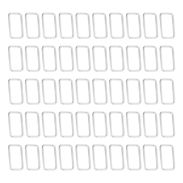 50 st Metallringar Slitstarka Järn Rektangel Spänne Ringar för DIY Bälte Handväska Spänne Hårdvara Kläder Dekoration 2,8x38x15mm