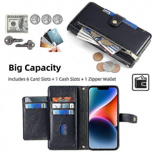 Galaxy S25 5G Plånboksfodral med dragkedja Black