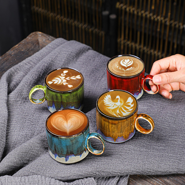 2 stk Keramisk Kaffe Kop Special Active Glaze Stor Kaffe Kop til Kontor 150ml Kapacitet Grøn