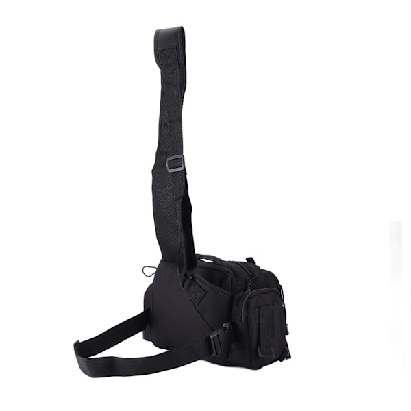 Fiskeredskapsväska Nylon 600D Fiskeredskap Sling Pack med midjebälte för utomhuscykling Svart
