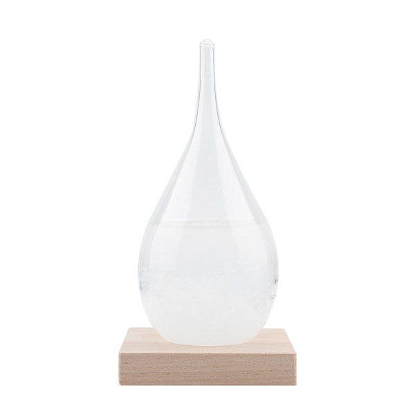 Stormglass Dråpeformet Stormflaske Skrivebords Værobservasjonsprediktor med LED-trebase (M)