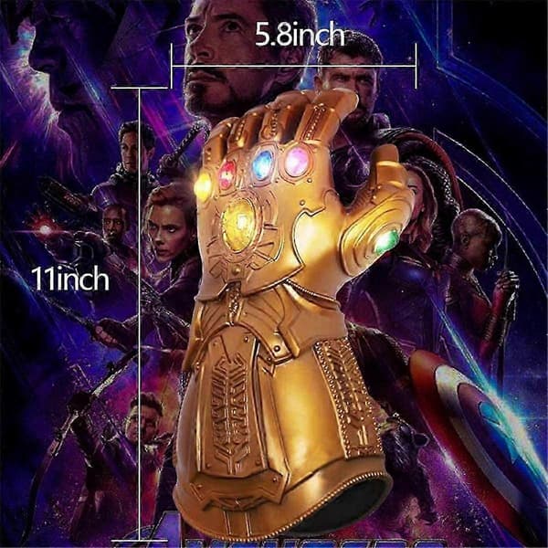 Ny Infinity Gauntlet for barn, Thanos-hanske LED med avtakbar M