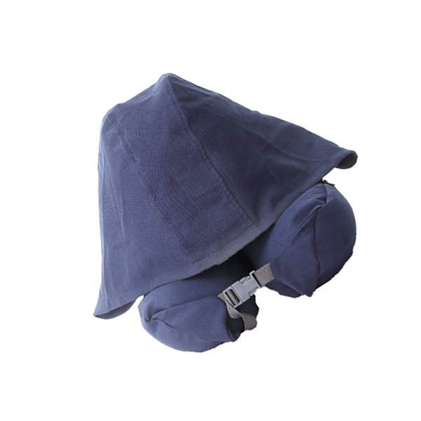 Hoodie Resekudde Huva Nackkudde Justerbar Ergonomisk Rese Nackkudde för Flygplan Flyg Nackstöd Sömn U Typ Mörkblå