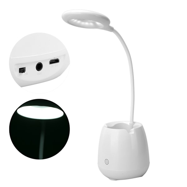 Multifunktionell Bluetooth-högtalare med pekskärm, skrivbordslampa, telefonhållare, trådlös högtalare (vit)
