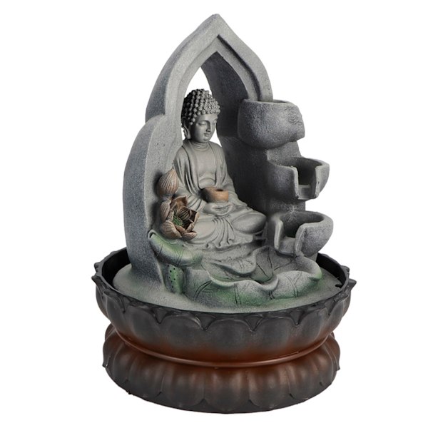 LED Resin Buddha Desktop Fountain Dekoration Bordsskiva Ornament för Home Office Collection GiftEU Plug 220V