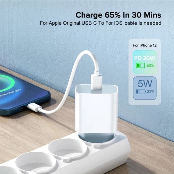 st. 20W snabbladdare för iPhone med 2 st. 2m USB-kablar 2 st 20W