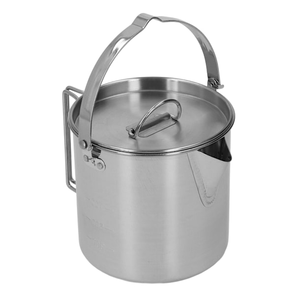 1,2L campingvattenkokare i rostfritt stål Bärbar tekanna Kaffekanna Utomhuskokkärl för vandring Camping picknick