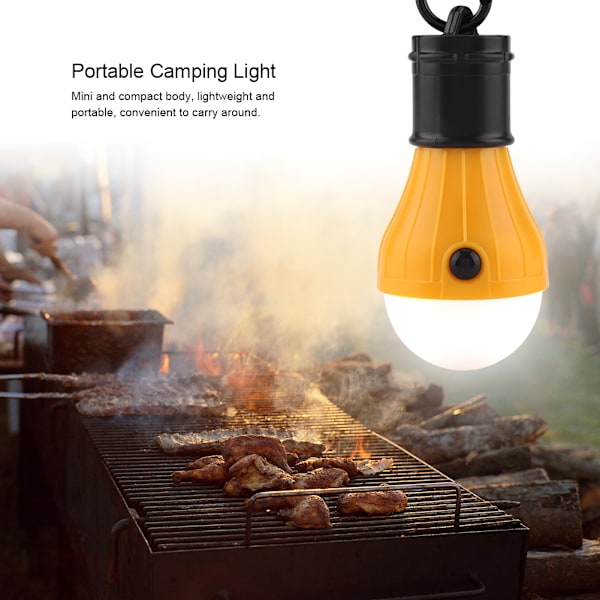 Mini Bærbar 3 LED Telthængende Lygte Udendørsfiskeri Camping Lampe (Gul)