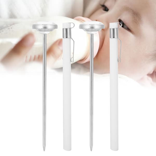 2pcs Professional Kitchen Milk Bottle Thermometer Instant Read Needle Thermometer Cooking Tool White