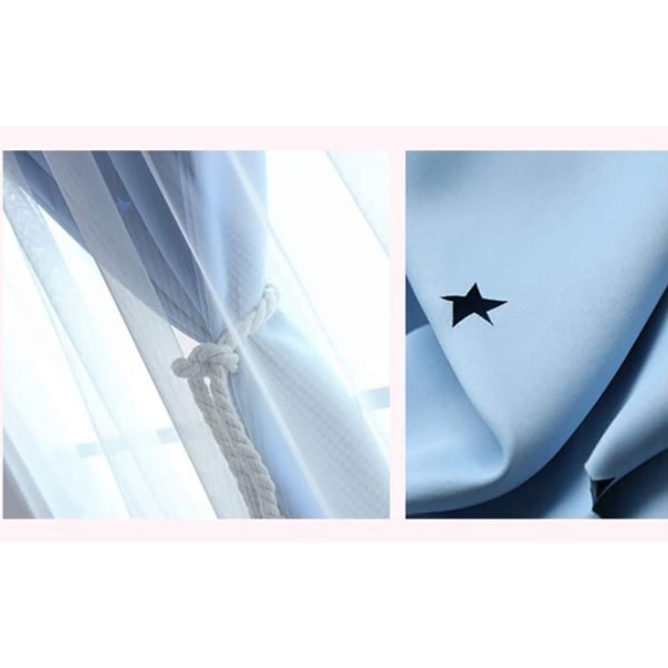 Cortinas de stars huecas de 2 capas cortina opaca a juego de mezcla de gasa panels de cortina Sincero Hogar