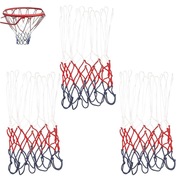 Pakke med 3 Professionelt Basketball Net, Basketball Erstatningsnet, Kuglenet til Standard Størrelse Basketball Hoop, Net For Outdoor Basketball Hoop