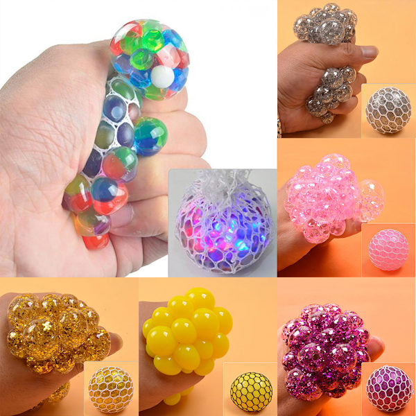 Mesh Squishy Balls Stress Relief Press Grape Balls Avlasta tryck Balls Hand Fidget Toy
