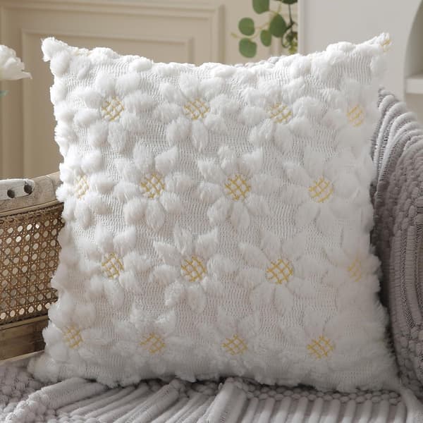 Kuddfodral Mönstrad Kudde 45×45cm Bondgårdsdekor Lämplig för Soffa Semester, Vårinredning (Vit) Set om 2