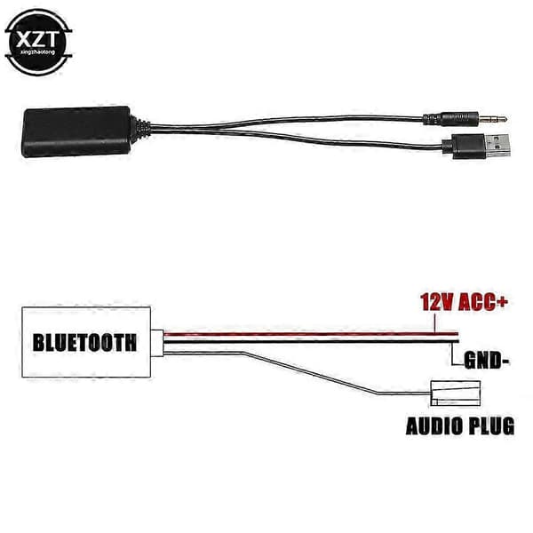 Bluetooth 5.0 bilstereo-adapter for E90 E91 E92 E93 - USB- og 3,5 mm AUX-inngangsmottakerkabel Musta