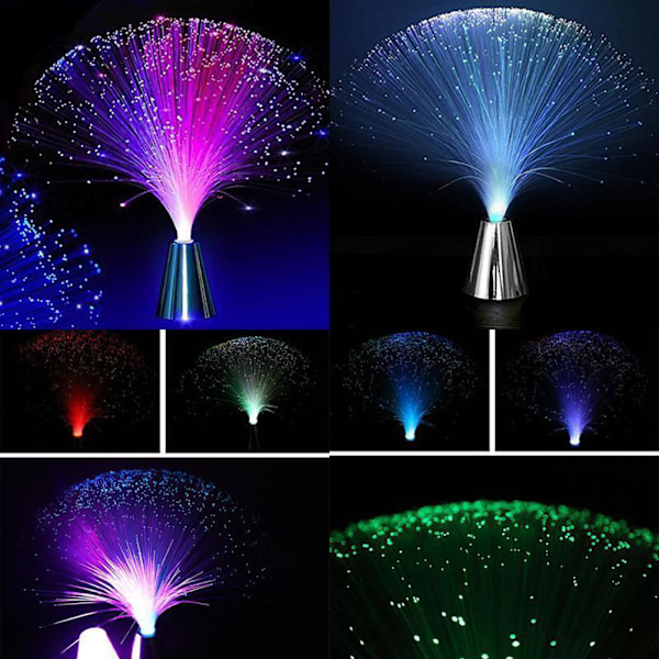 LED-fargeendrende fiberoptisk fontene nattlys lampe hjemmedekorasjon selvlysende leker