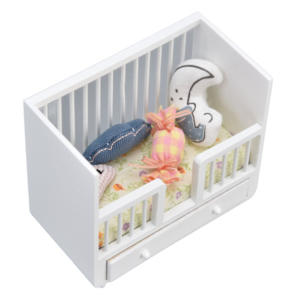 1:12 Dockhussäng gör-det-själv-miniatyrdockhus Miniatyrsäng i trä Babydocksäng för dockhusrum