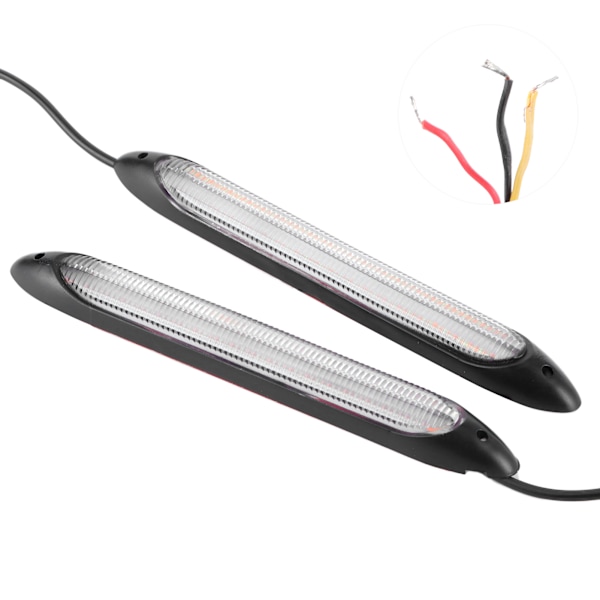 Par LED-dagsljusremsor med blinkersfunktion, vit/gul, vattentät, 15,5 cm / 6,1 tum