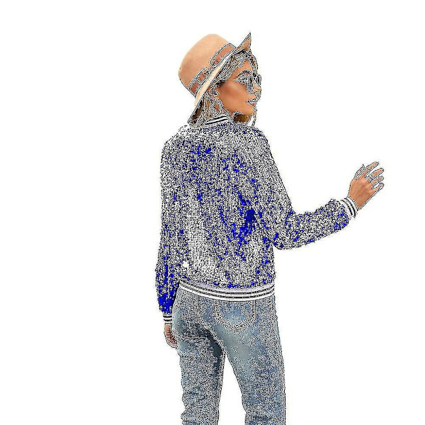 Sequin Blå Lynlås Blazer Bomberjakke til Kvinder
