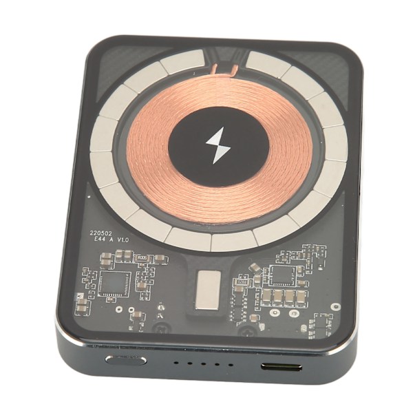 Mini Magnetisk Trådløs Powerbank Bærbar Lader Innebygd NTC Temperatursensor Transparent Skal for Mobiltelefon E44A 5000mAh