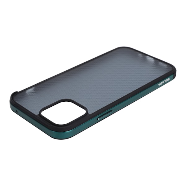 SULADA Mobiltelefoncovers Fibertekstur Metalramme Mobiltelefonetui til iPhone 12/12Pro Grøn