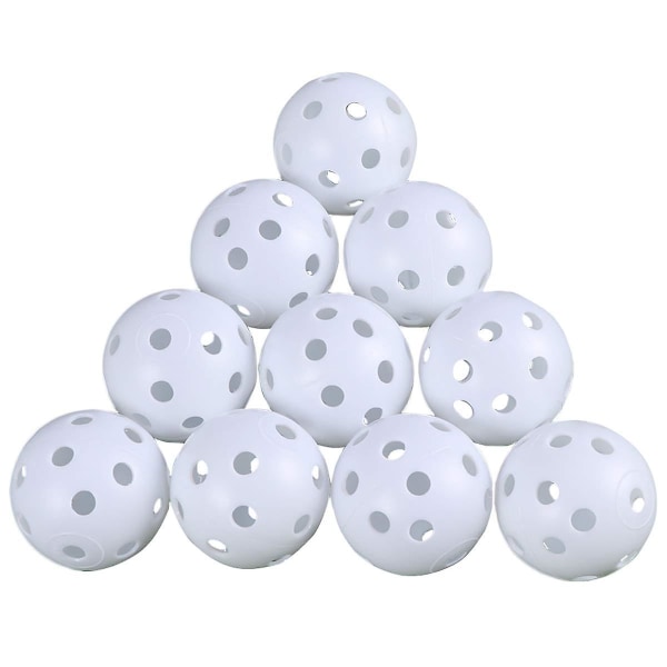 10 st Air Flow ihåliga golfbollar för golfträning (vit)