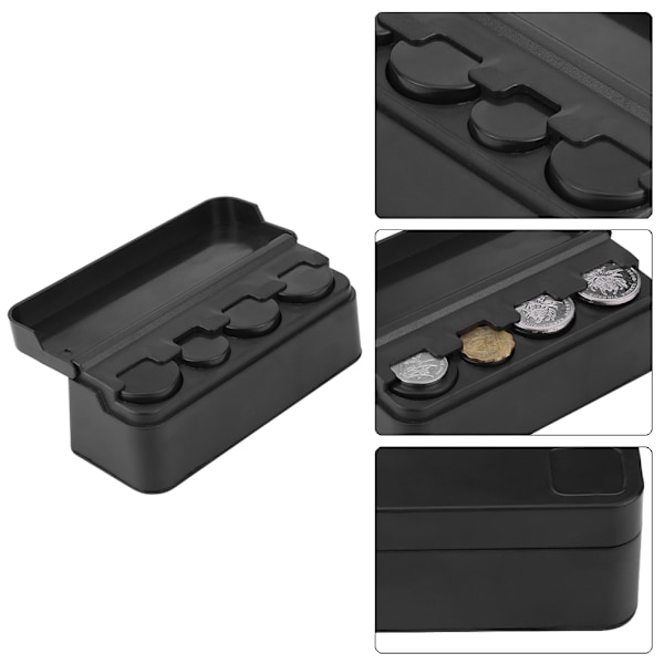 Universal Bilinnredning Plast Myntboks Oppbevaringsboks Holder Bytteboks Organizer Svart