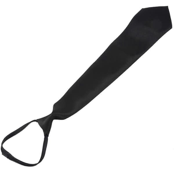 10X Herr Enfärgad Svart Polyester Slips Med Dragkedja Slät Dragkedja Solid black