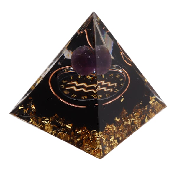 5 cm Orgonitpyramid för positiv energiläkning Kristallpyramidmeditation Orgonitpyramider Chakra Zodiac Energy Generator Vattumannen