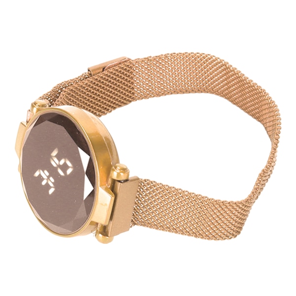 Kvinnor LED-klocka LED-pekskärm Stor skärm Hållbar legering Modedesign Digital LED-klocka för flickor Kvinnor Vuxen Rose Gold