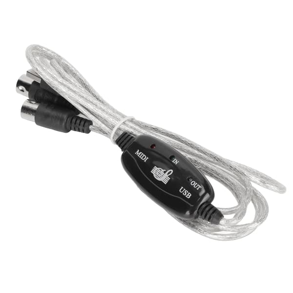 MIDI til USB-kabel Ca. 2,2yd Lang 16 Kanaler USB PC-Grensesnitt LED Strøminngang Utgangsindikator USB MIDI-kabel