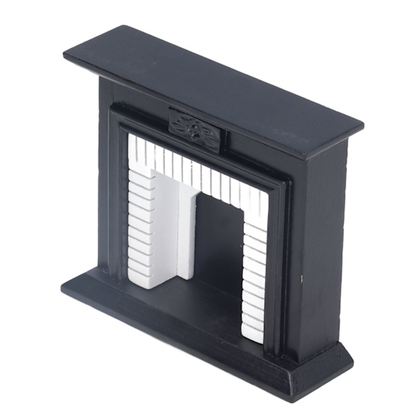 1:12 Dockhus Öppen spis Retro Svart och vit dockhus i björk Miniatyrmöbler för dockhusdekoration