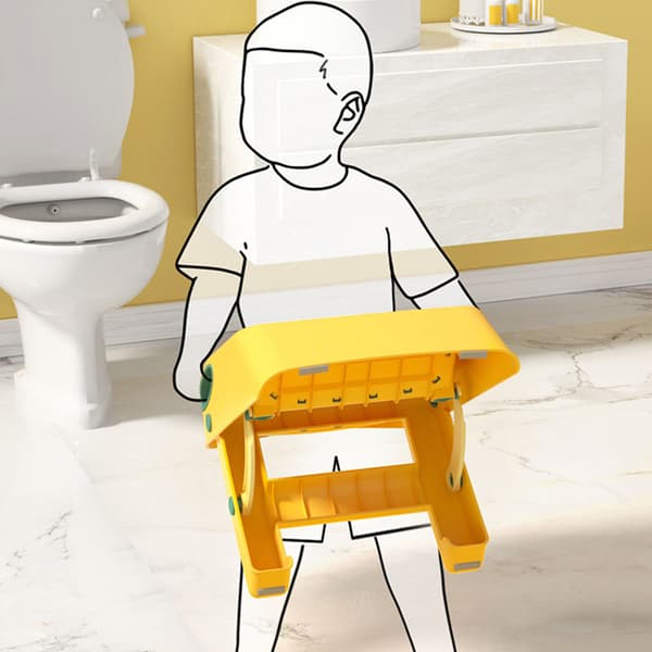 Foldable Toddler Step Stool Multifunctional Safe Stable Non-Slip 2 Step Stool Toilet Potty Training Stool Yellow