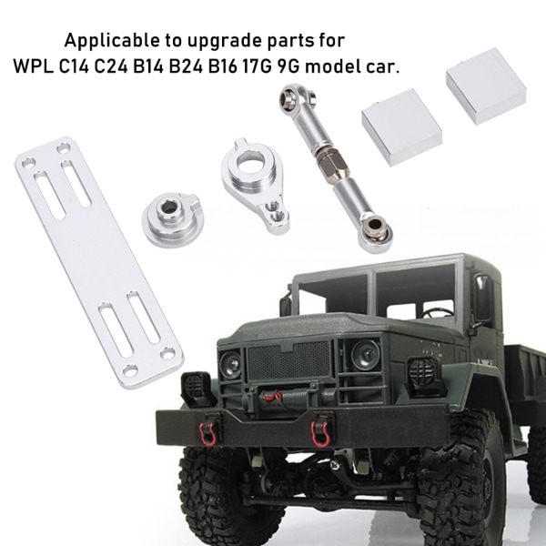 25T Styrväxel Modifieringsmonteringssats Passar för WPL C14 C24 B14 B24 B16 17G 9G modell CarSilver för WPL1696R