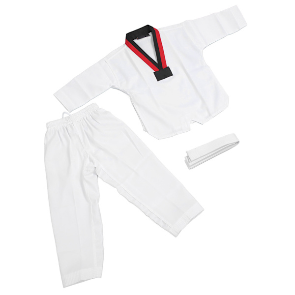 Lasten Taekwondo-puku vyöllä, polyesteri ja puuvilla, hengittävä pehmeä, urheilullinen karate-puku lapsille kamppailulajien harjoitteluun pojille tytöille XS