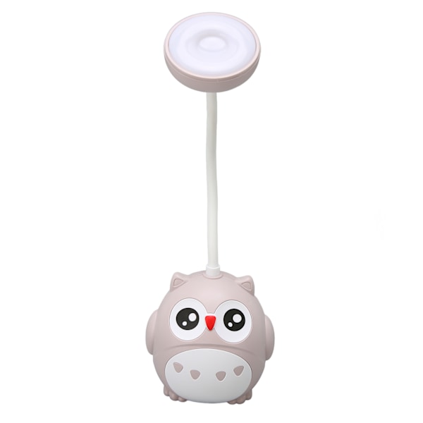 2 Gir LED Skrivebordslampe med Penneholder Øyebeskyttelse USB Tegneserie Nattugleformet Skrivebordslampe Lysegrå