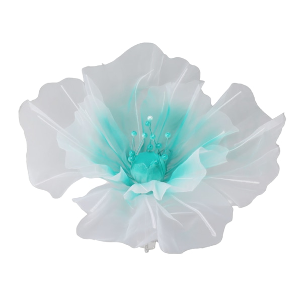 Gazeblomst 19,7 tommer i diameter Bløde lyse farver Lys genanvendelig håndlavet organza blomst til bryllupsfotografering Familiegrøn