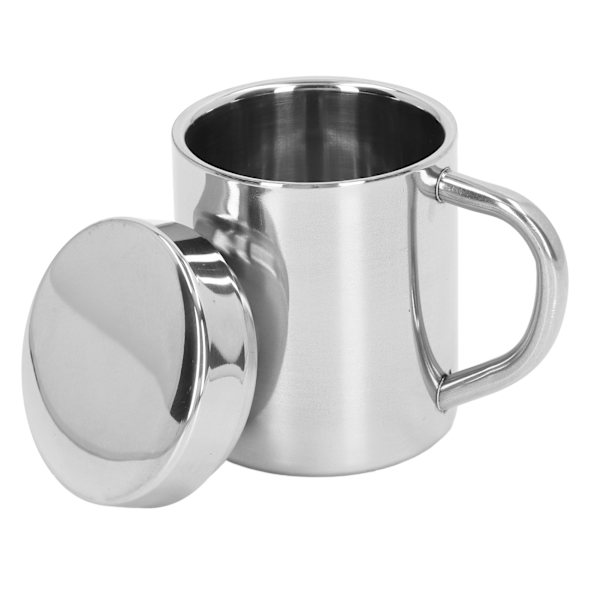 Dubbelväggiga muggar i rostfritt stål. Splittrande tekoppar för varm kall användning med handtag för resande camping M 10,5x8cm