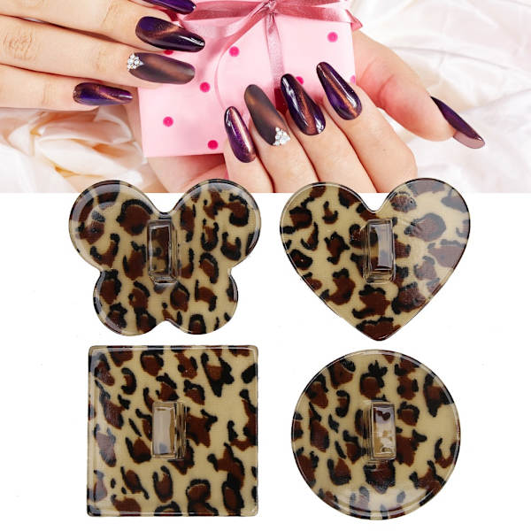 Nail Art Practice Display Stand DIY Träningstips Hållare Akryl Kristall Bas Visar HyllaLeopard Base