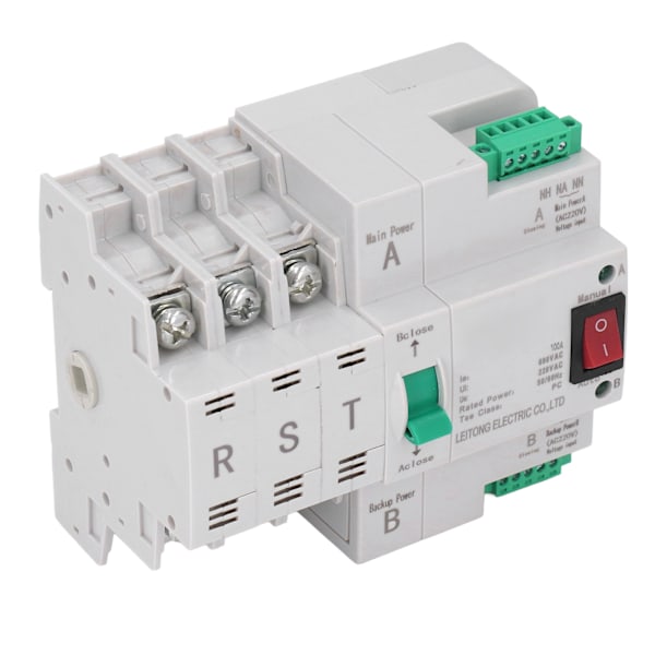 Automatisk överföringsbrytare Dual Power 3P Controller AC400V Rail Mount for Factory Farm 100A