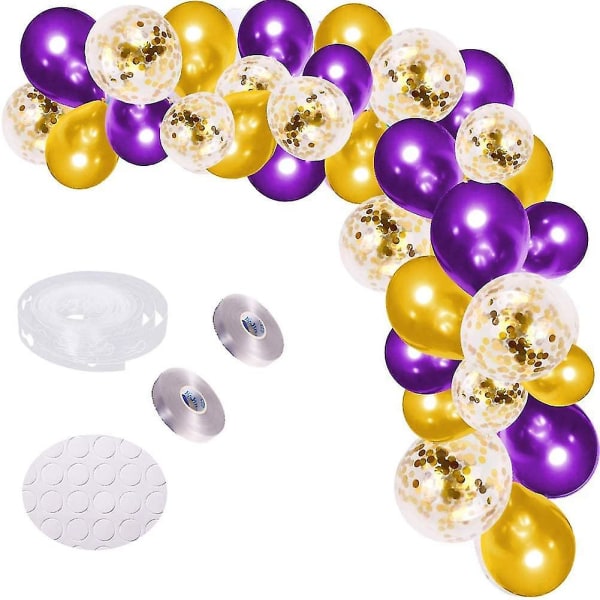 Purple Balloon Arch Garland Kit, 121 kpl 18 tuuman kultaiset violetit juhlailmapallot 12 tuuman kultaiset konfettiilmapallot lateksiilmapallot ilmapallotarvikkeilla